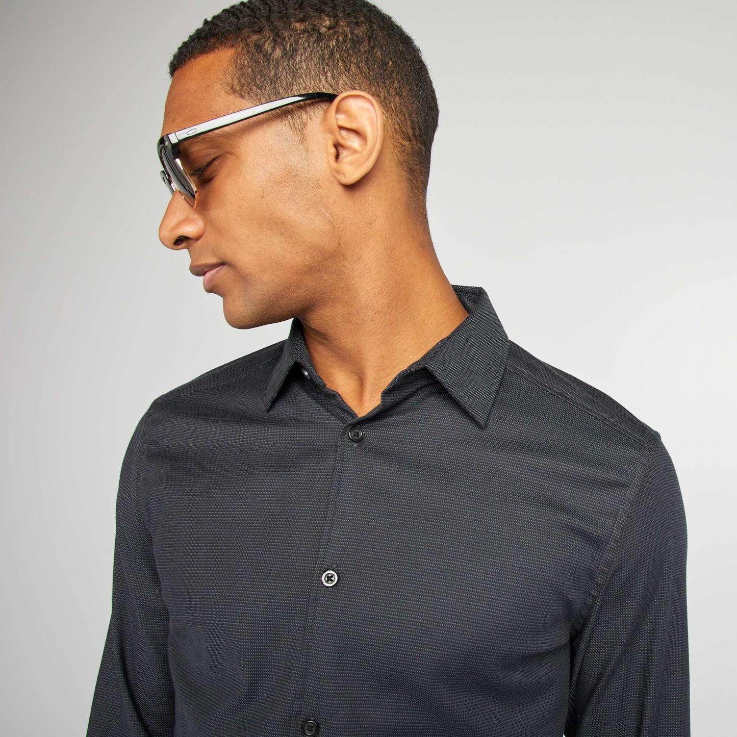 Flowing slim-fit shirt BLACK