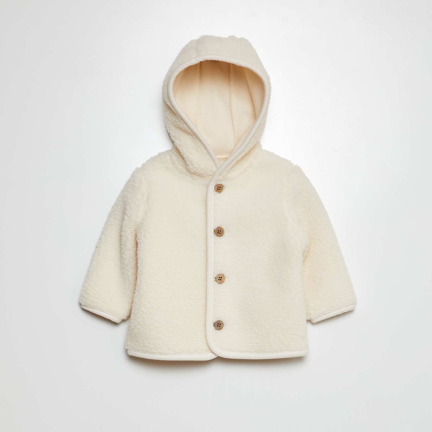 Sheepskin-effect hooded cardigan WHITE