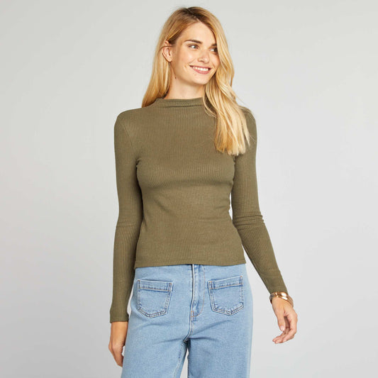 Fine ribbed knit jumper KHAKI