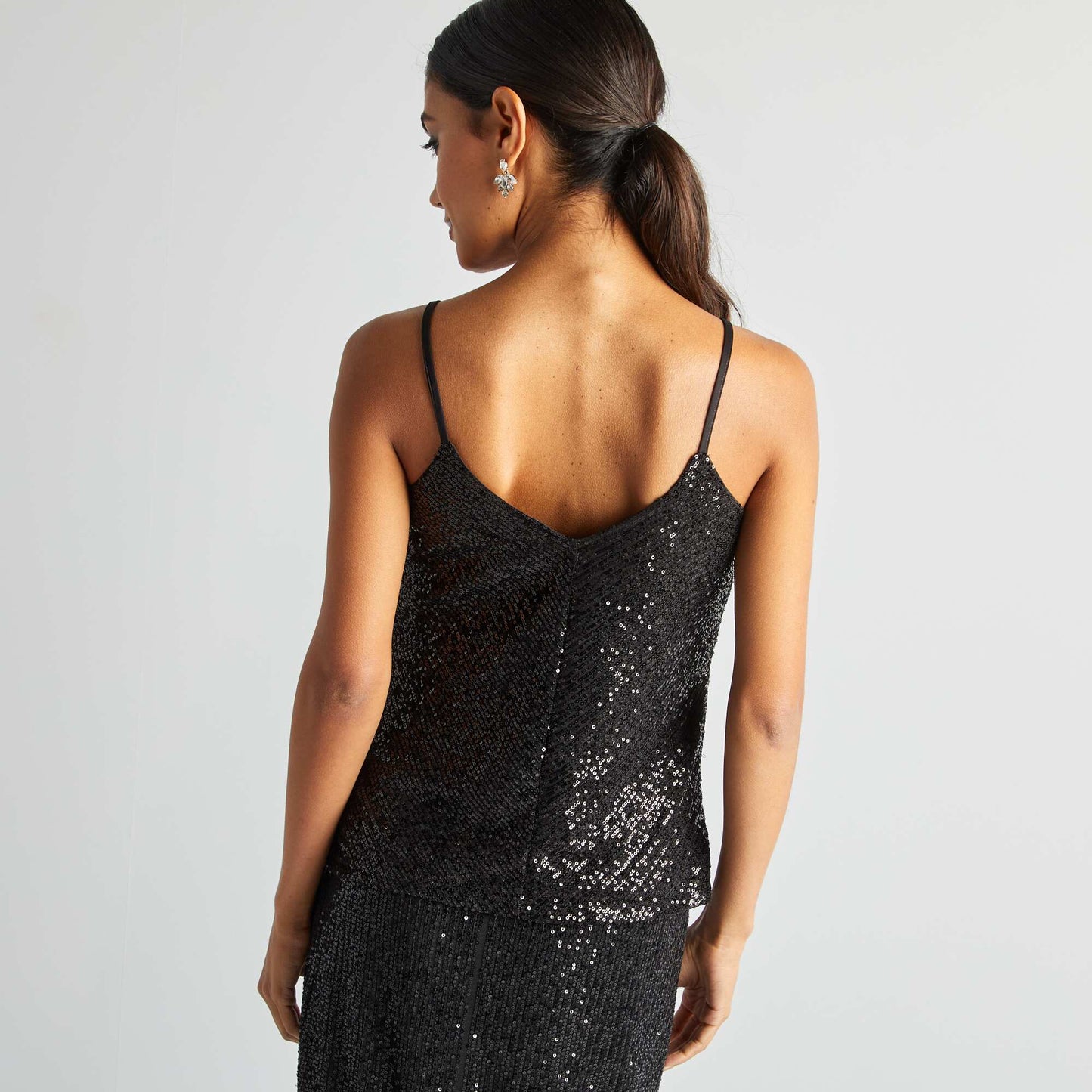 Sequined party top black