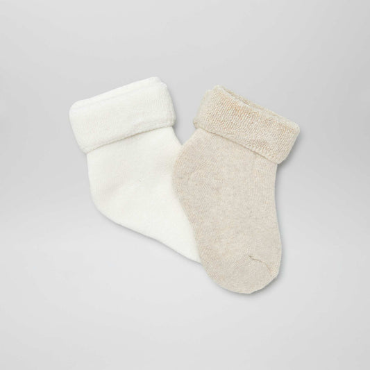 Pack of 2 pairs of newborn socks WHITE