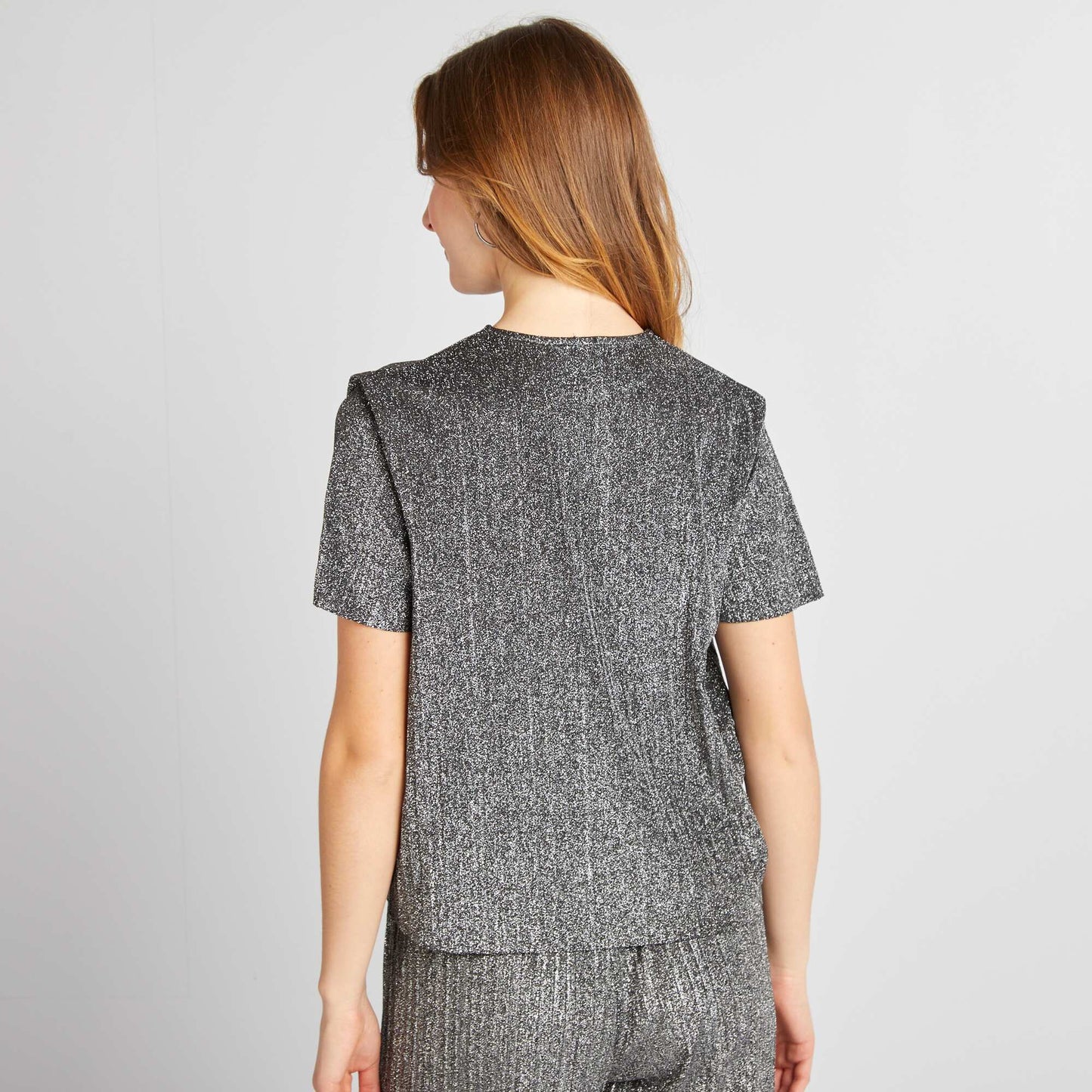 Loose-fit stretch knit T-shirt GREY