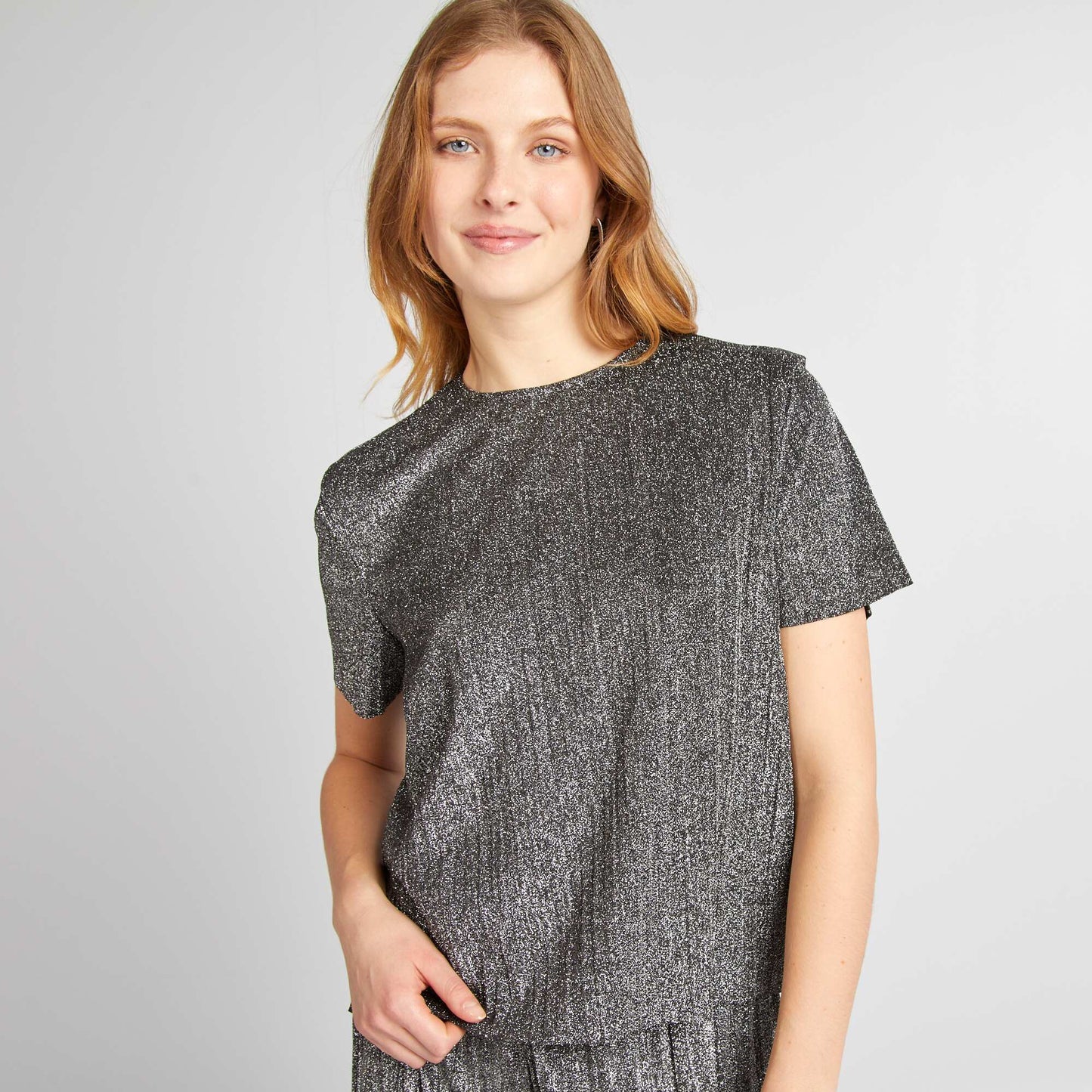 Loose-fit stretch knit T-shirt GREY