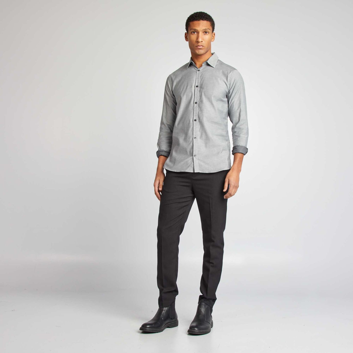 Patterned straight-cut shirt GREY