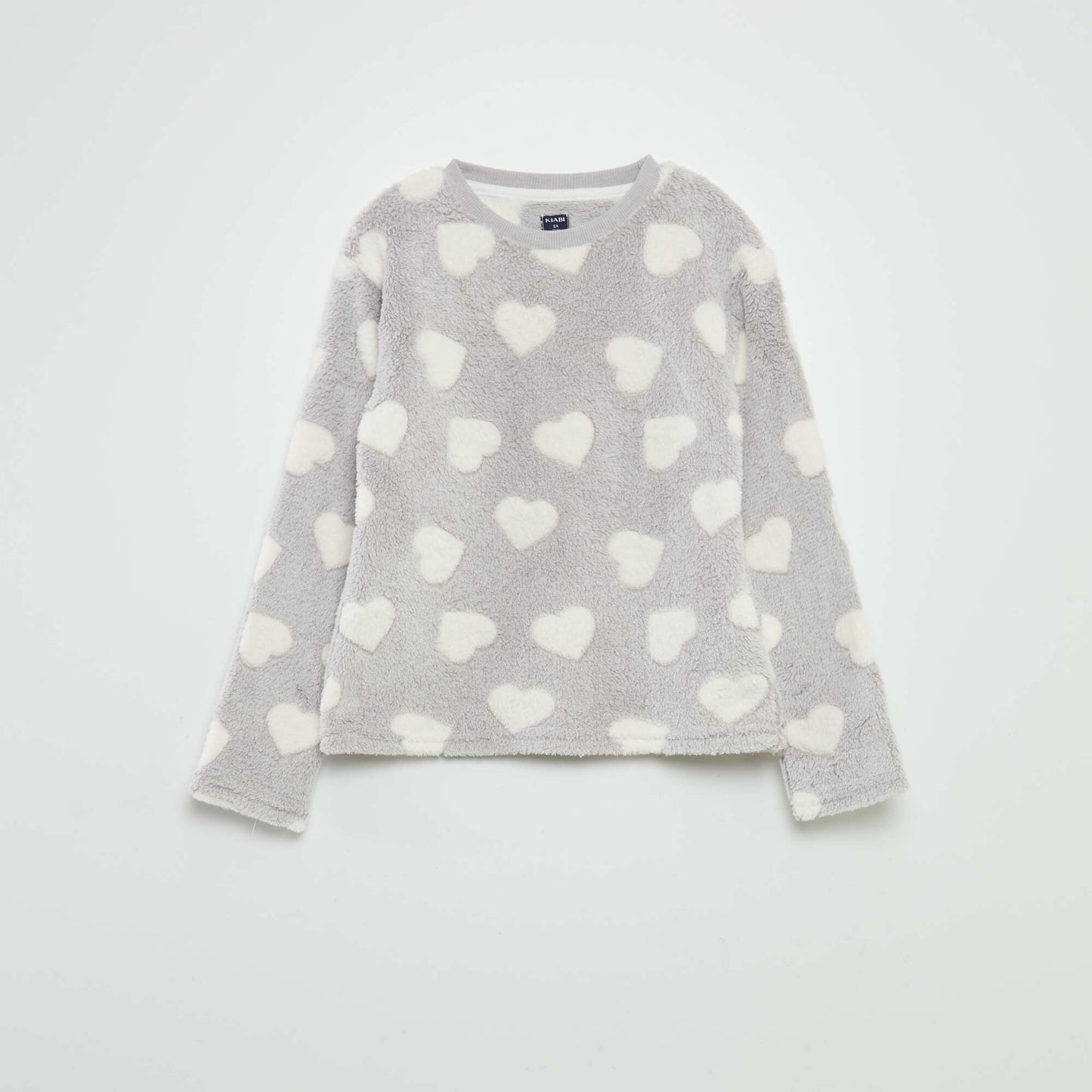 Warm heart print pyjamas - 2-piece set GREY