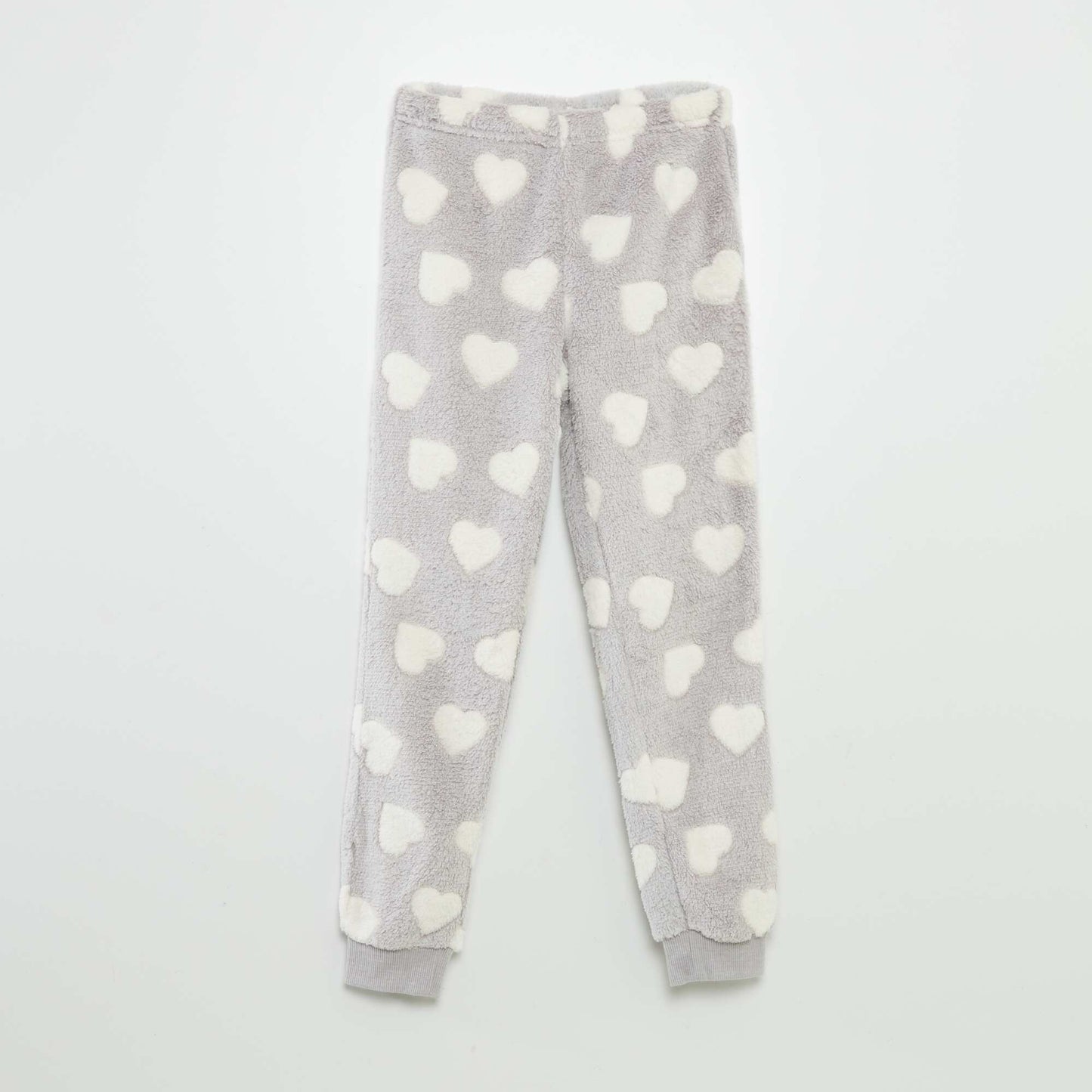 Warm heart print pyjamas - 2-piece set GREY