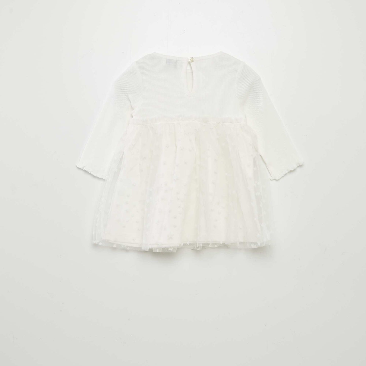 2-in-1 effect dress with tulle skirt WHITE