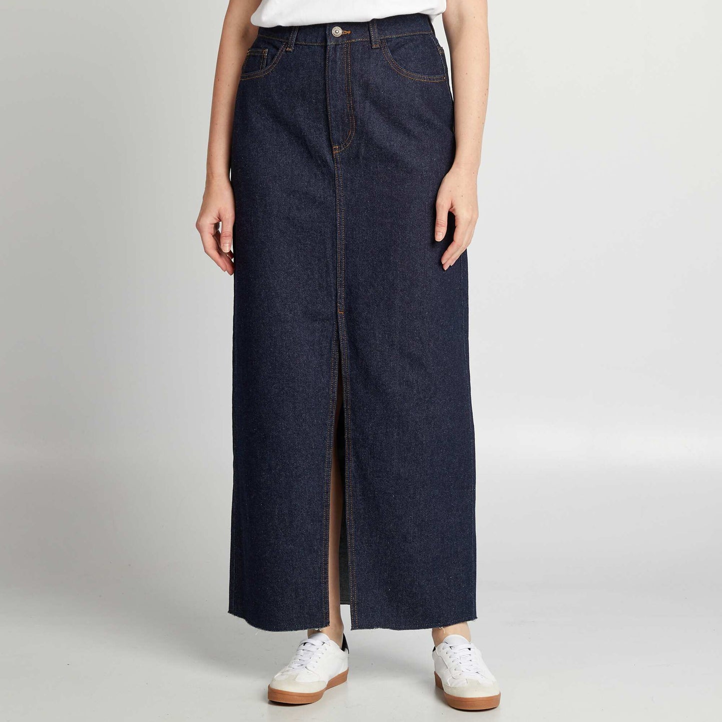 High-waisted denim skirt BLUE