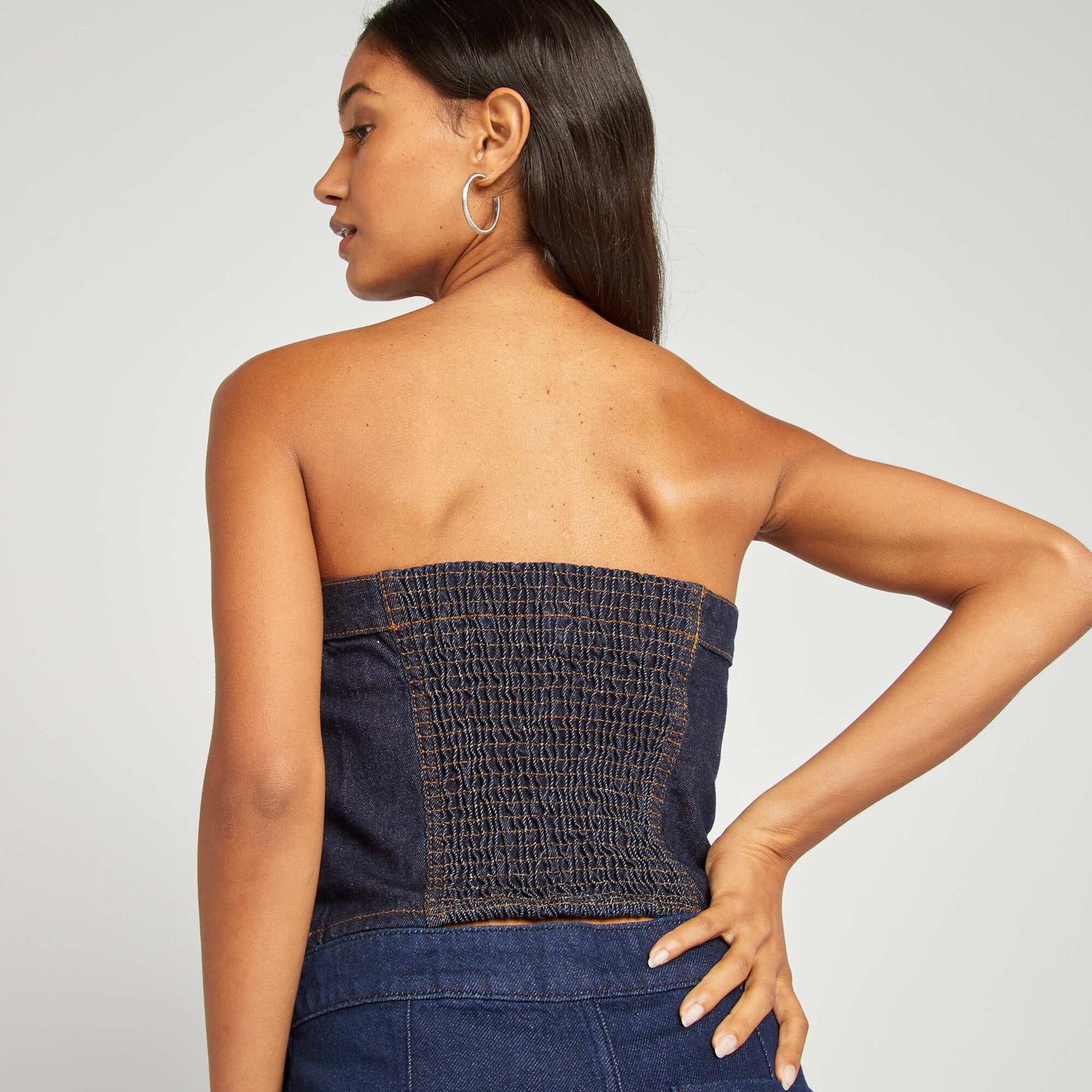 Strapless denim top BLUE