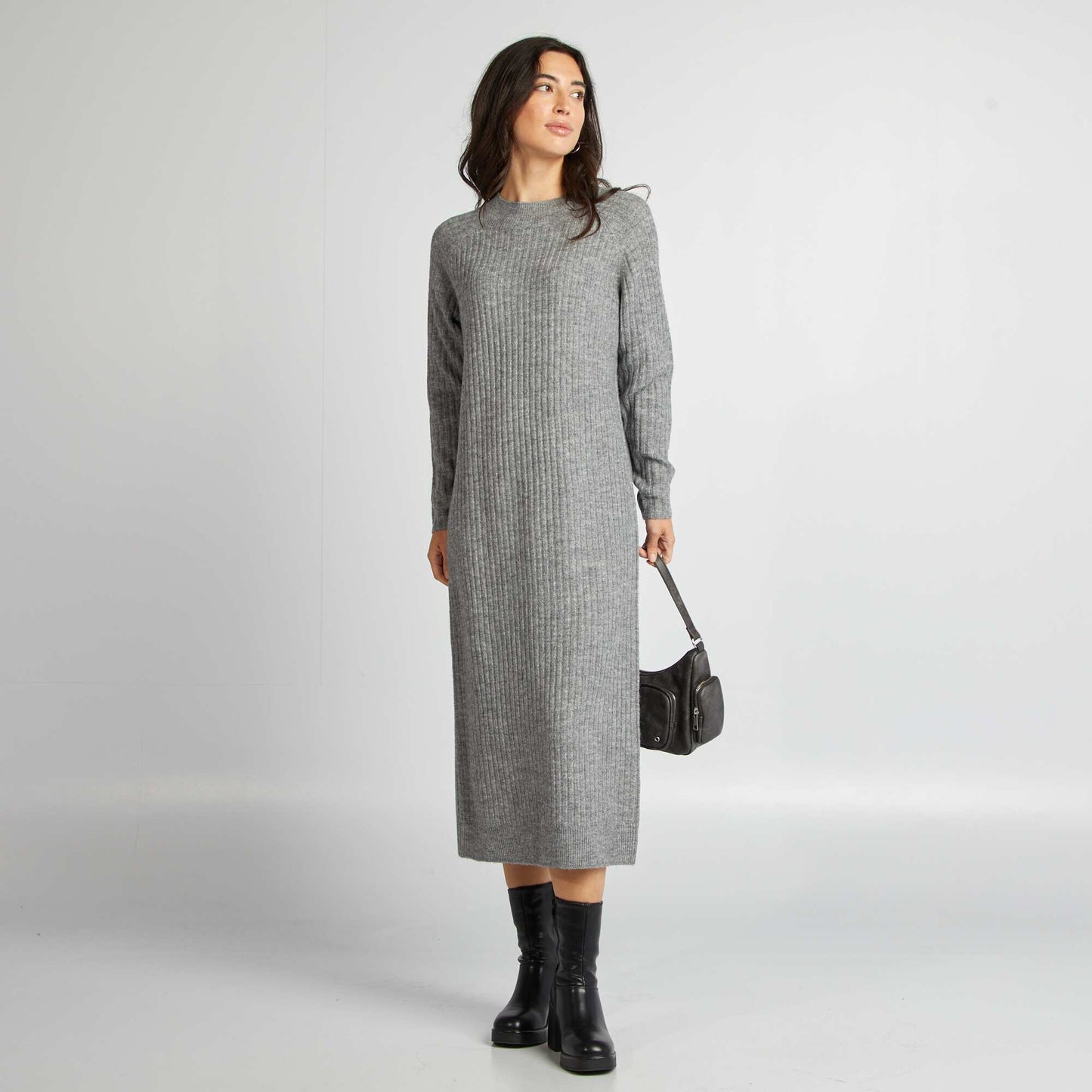 Midi length sweater dress GREY