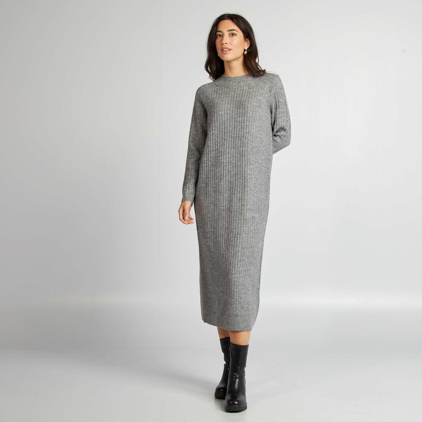 Midi length sweater dress GREY