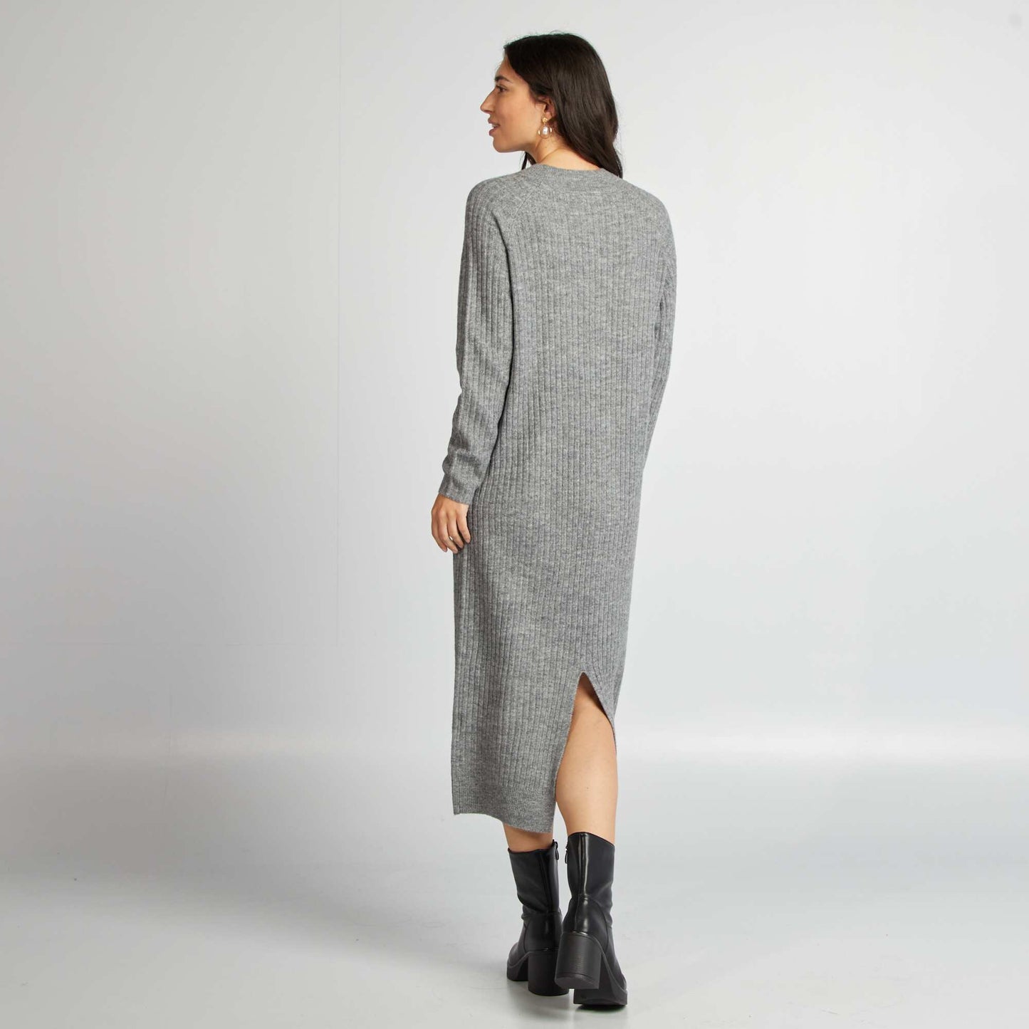 Midi length sweater dress GREY