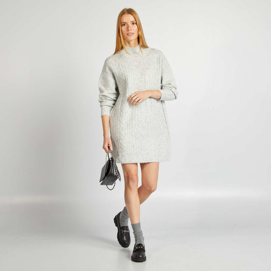 Chunky cable-knit sweater dress GREY