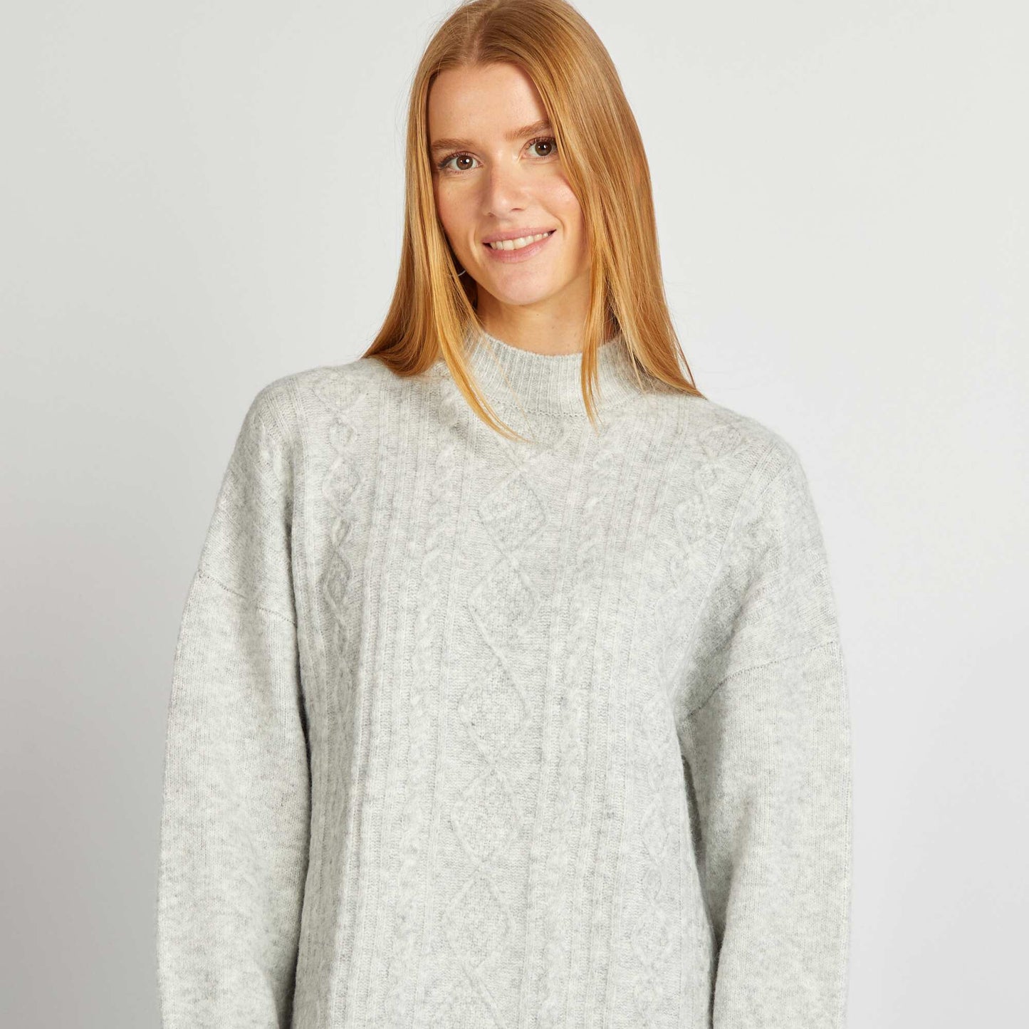 Chunky cable-knit sweater dress GREY