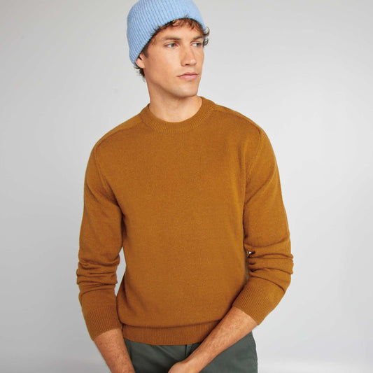 Round-neck wool sweater YELLOW