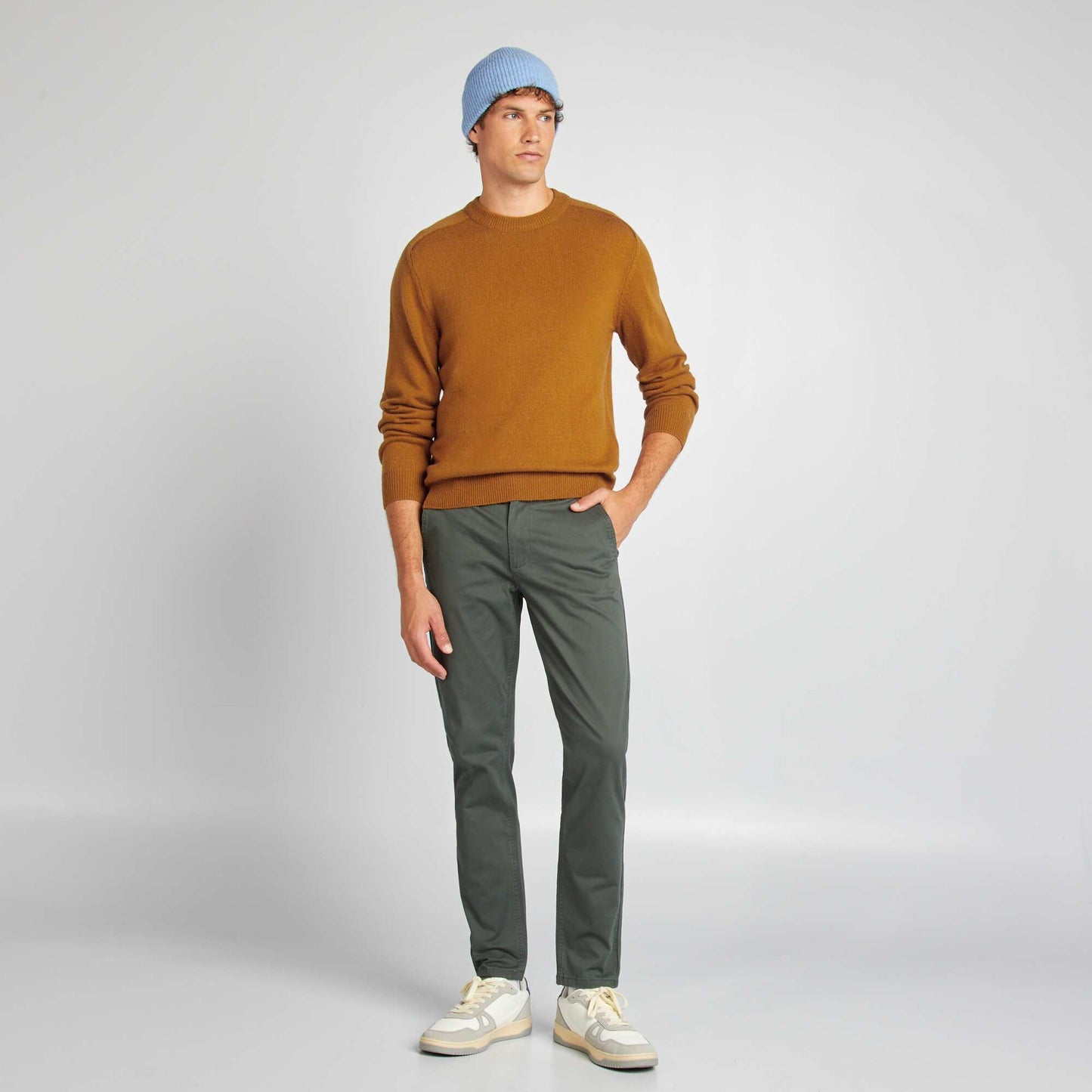 Round-neck wool sweater YELLOW