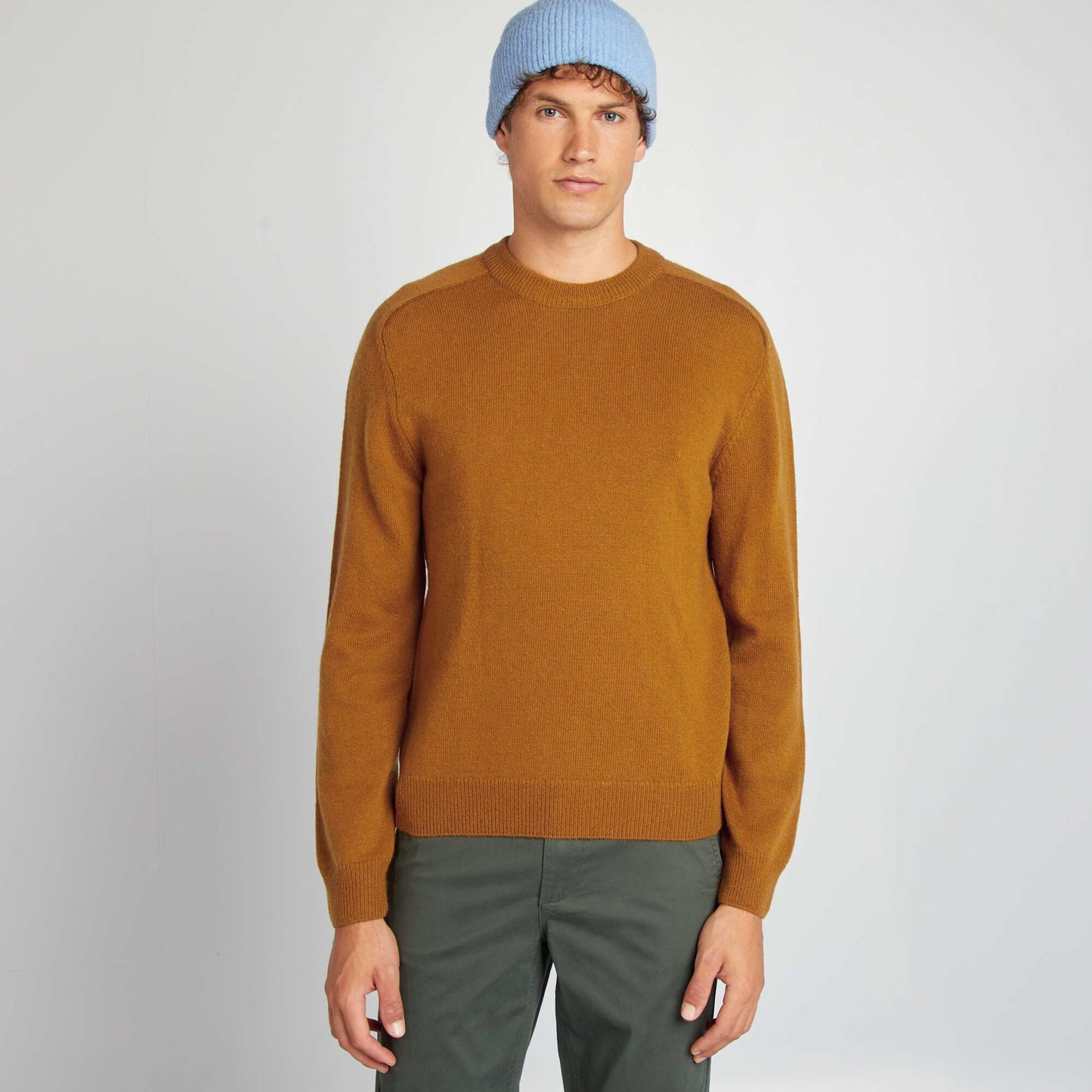 Round-neck wool sweater YELLOW