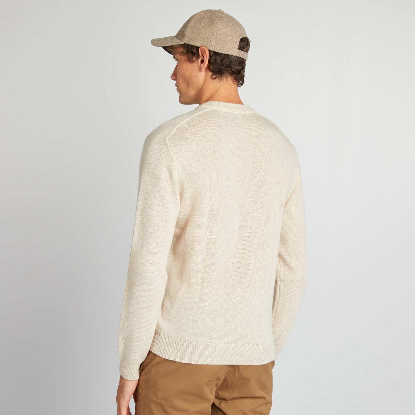 Round-neck wool sweater BEIGE