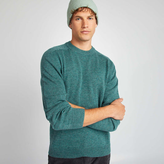 Round-neck wool sweater GREEN