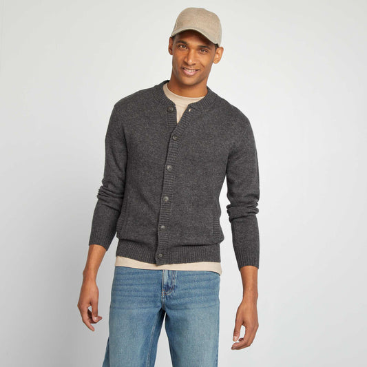 Buttoned wool cardigan GREY