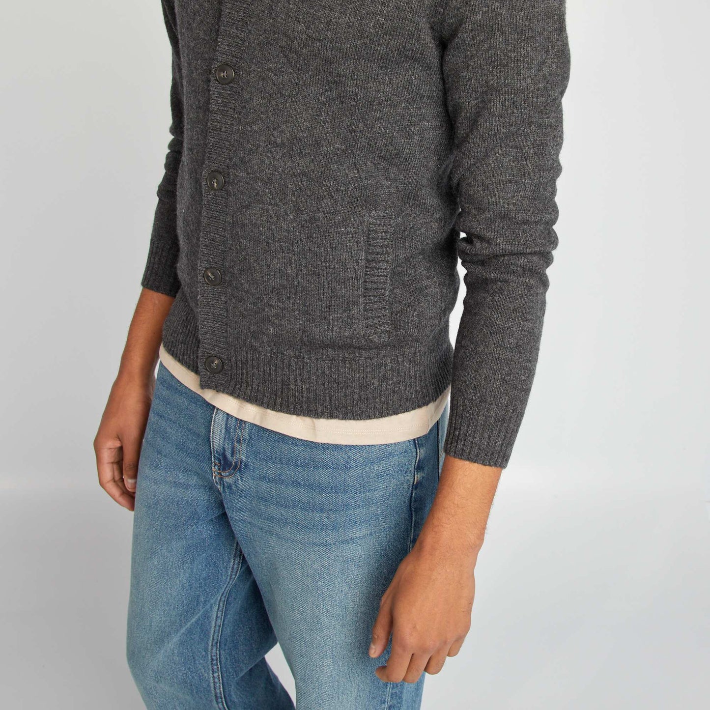 Buttoned wool cardigan GREY