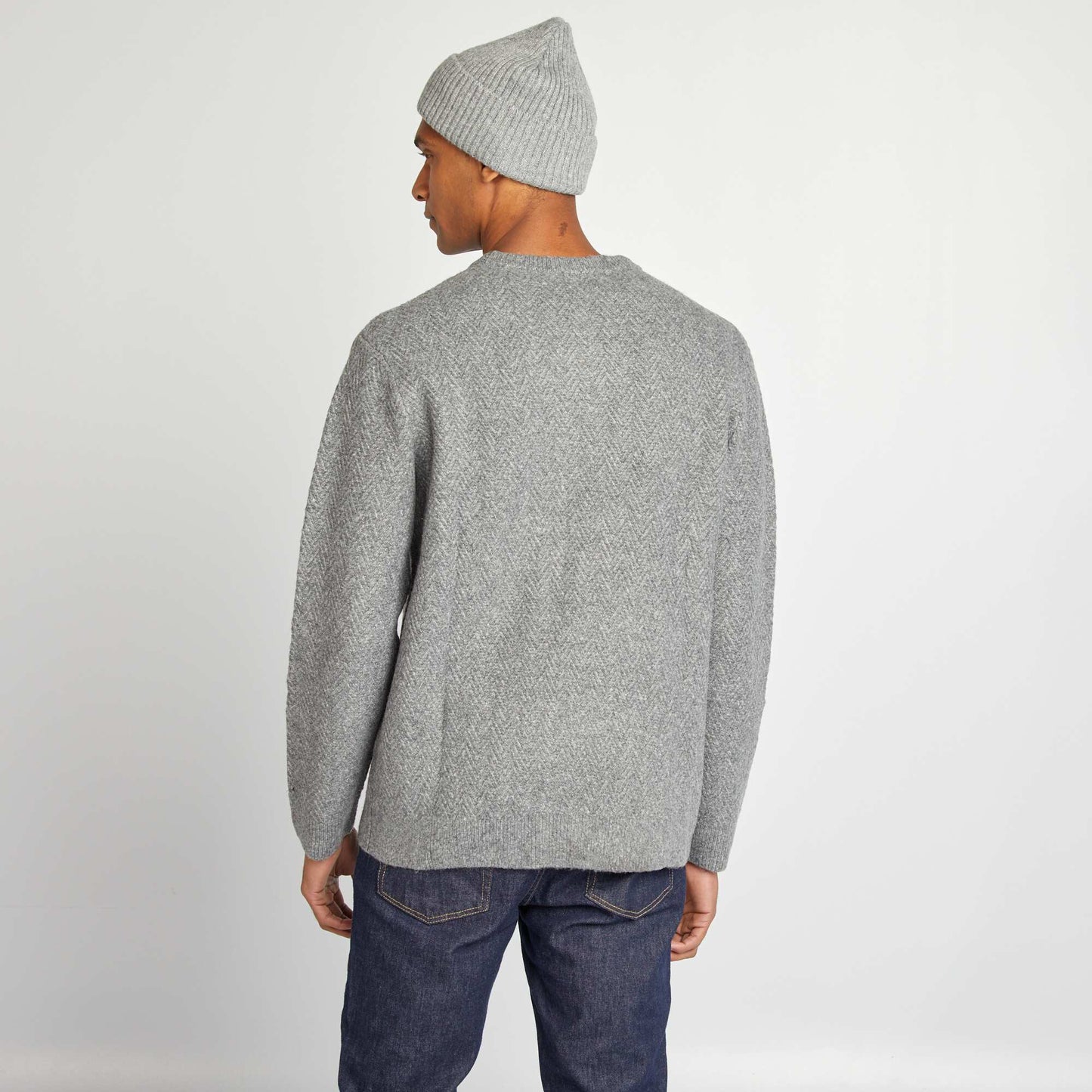 Chevron knit thick jumper GREY