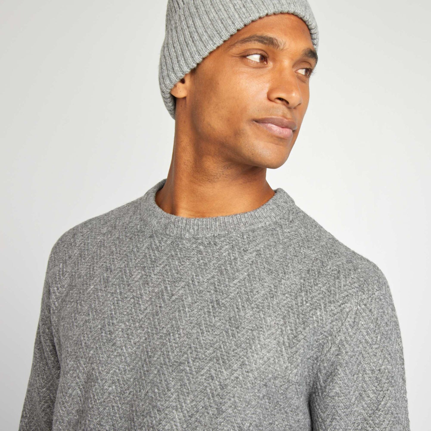 Chevron knit thick jumper GREY