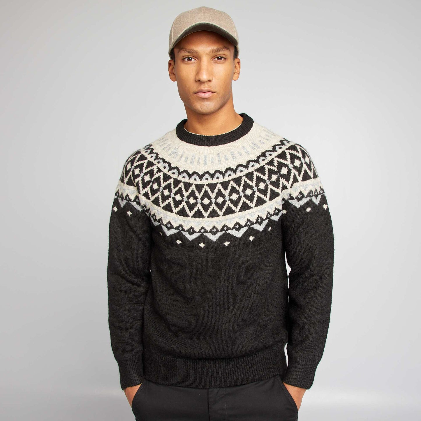 Jacquard knit jumper BLACK