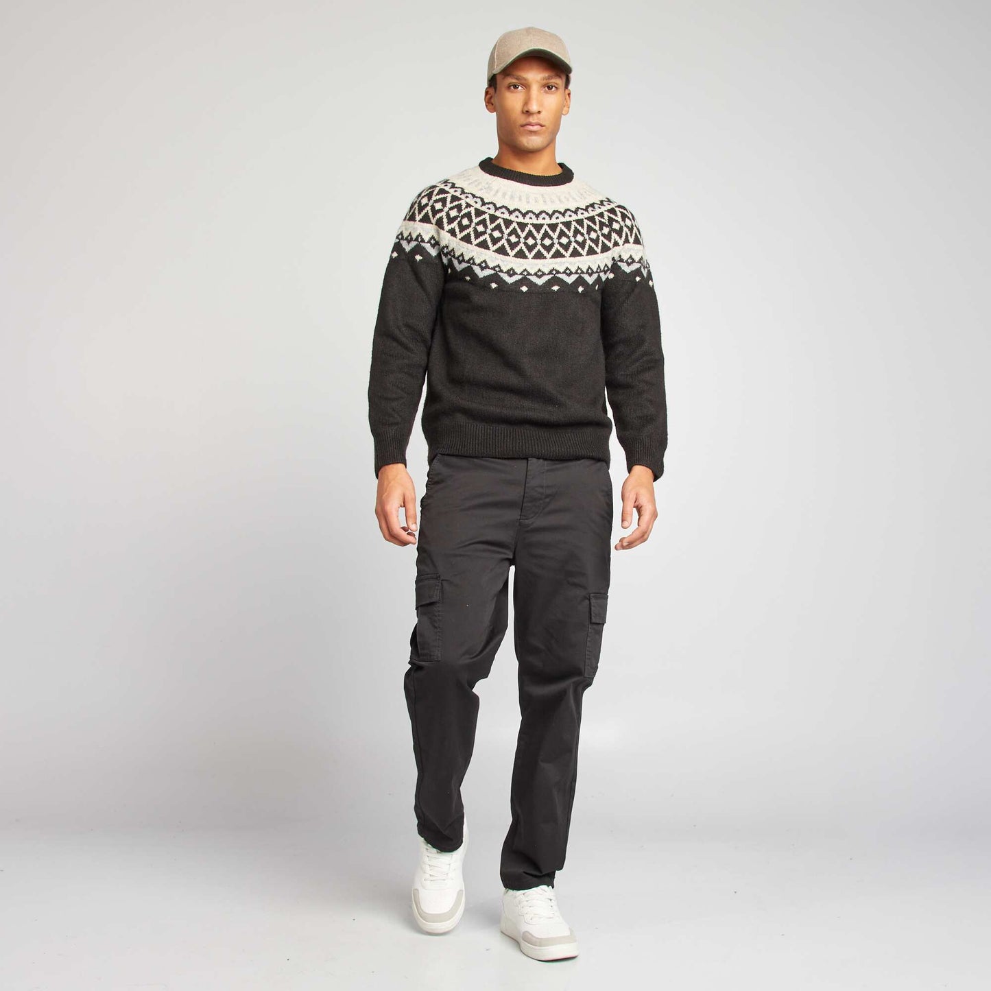 Jacquard knit jumper BLACK