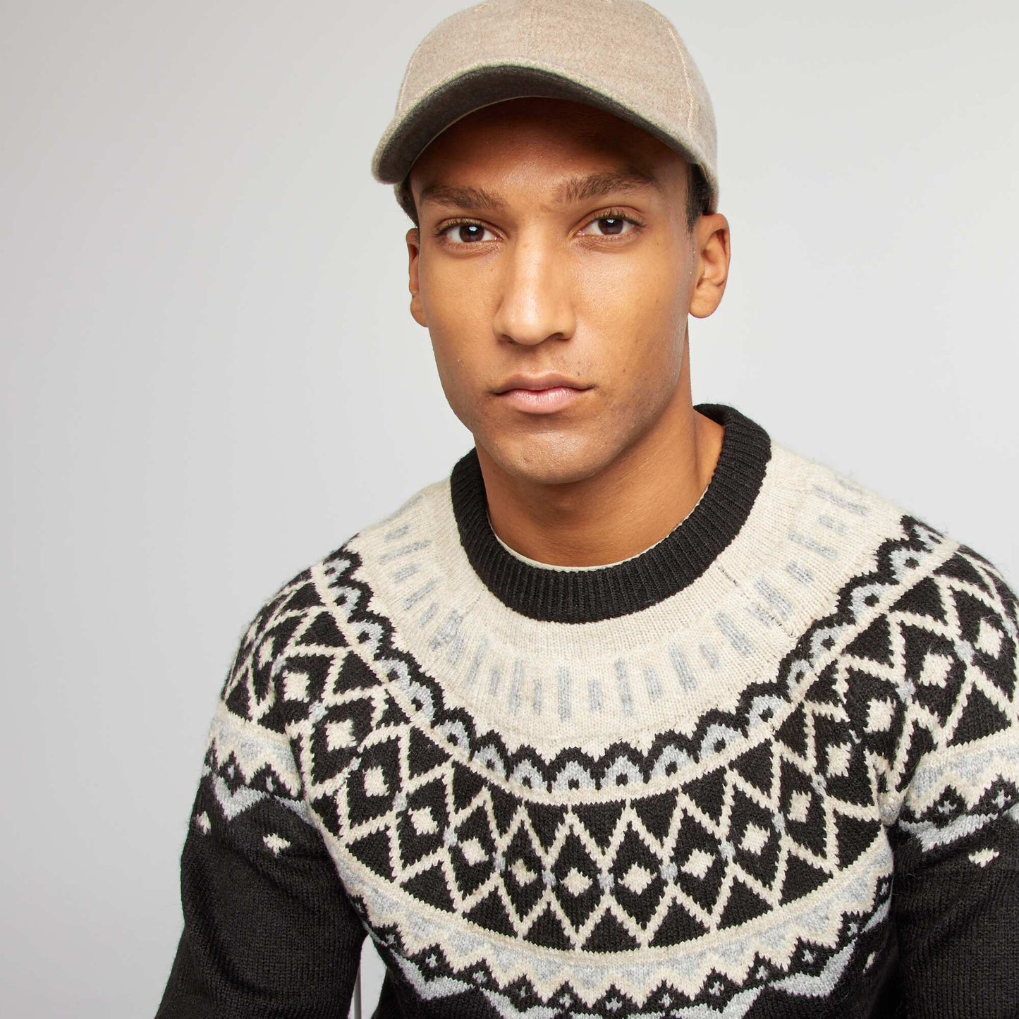 Jacquard knit jumper BLACK