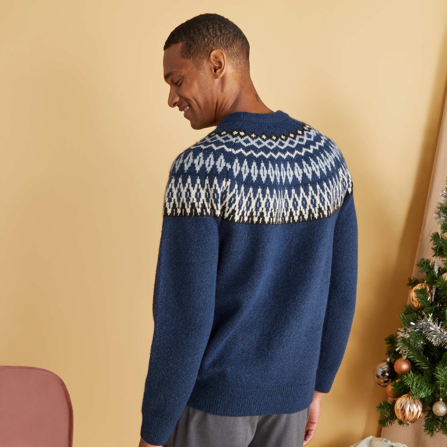 Jacquard knit jumper BLUE