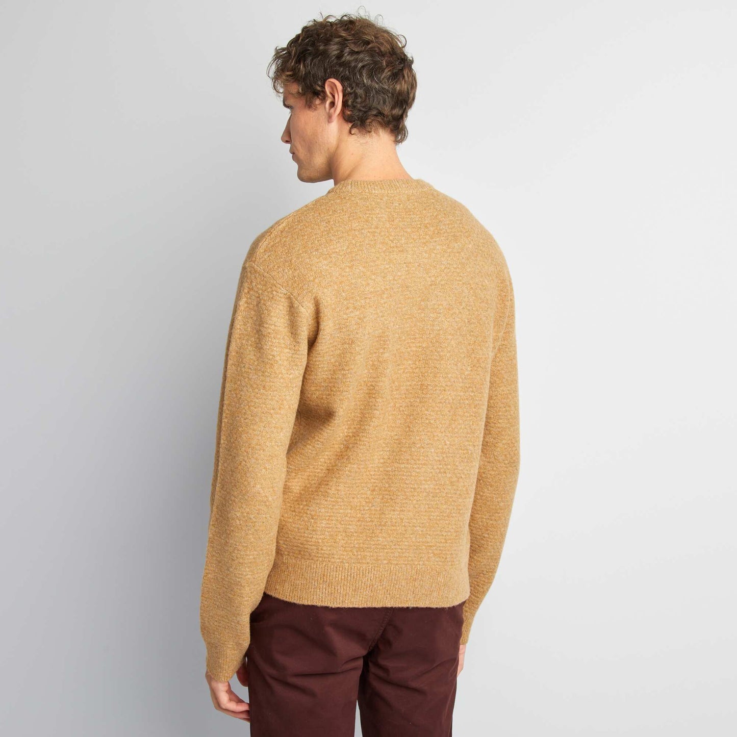 Round-neck knit sweater BEIGE