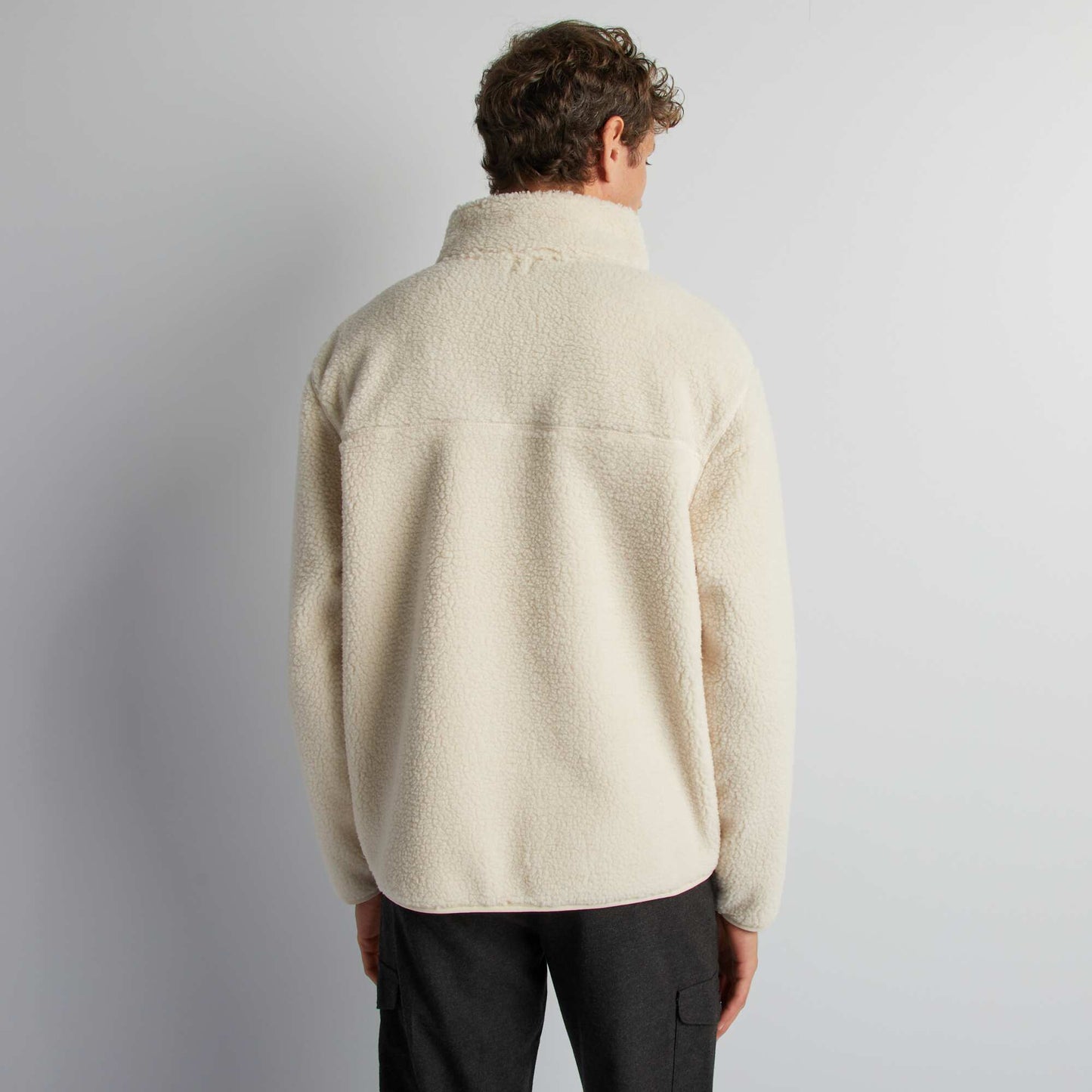 Teddy sweatshirt with zip-up collar WHITE