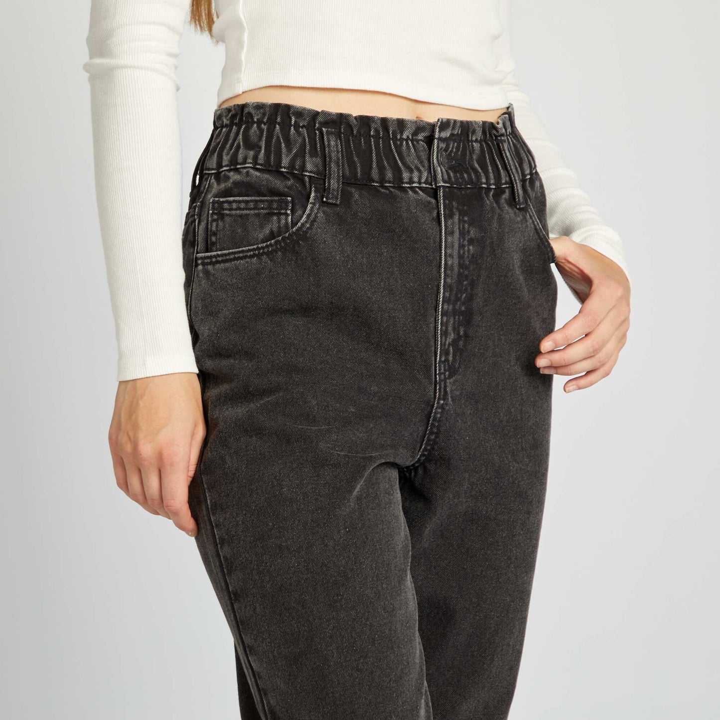 Mom-fit denim trousers GREY