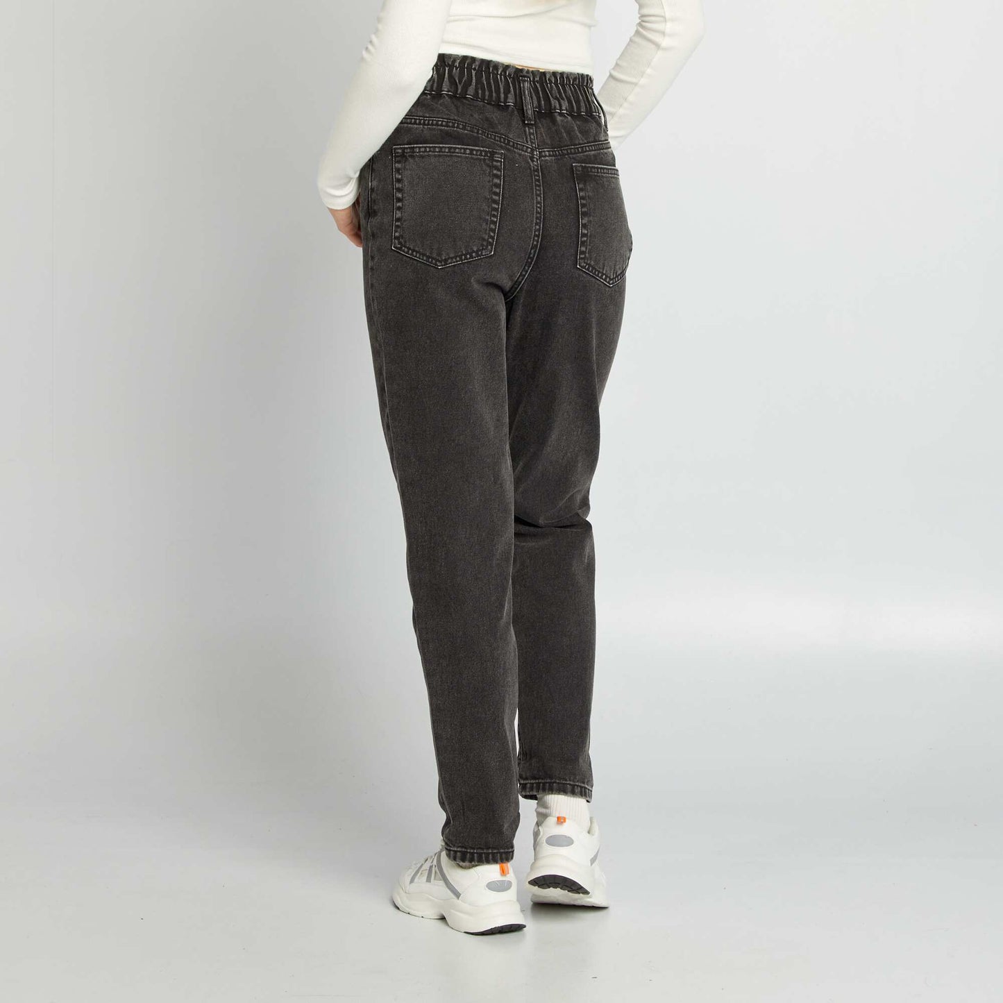 Mom-fit denim trousers GREY