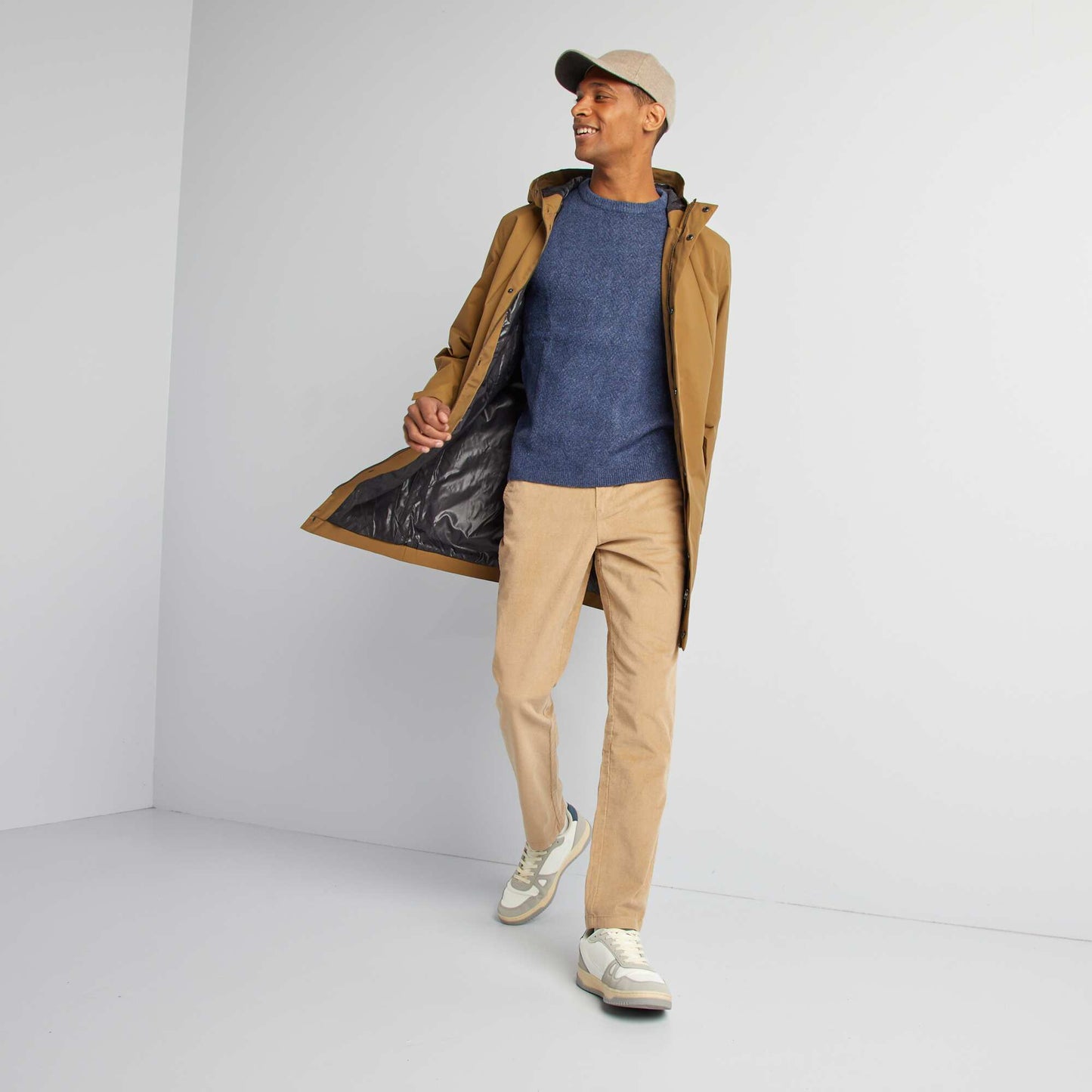 Straight-leg corduroy chinos BEIGE