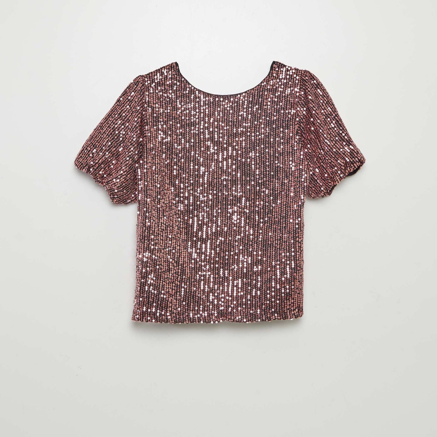 Short-sleeved sequined blouse PINK