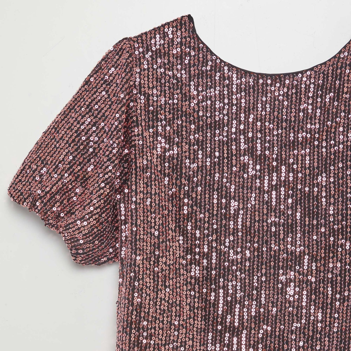 Short-sleeved sequined blouse PINK