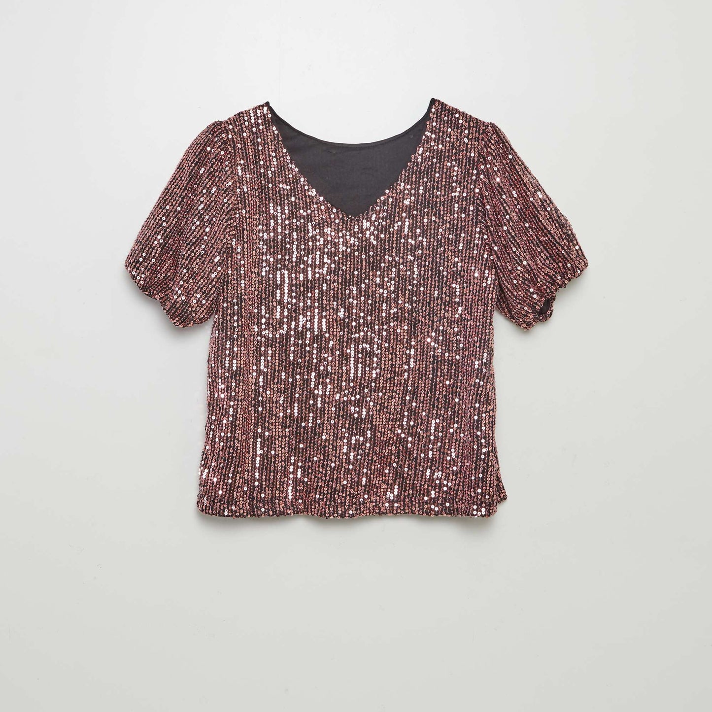 Short-sleeved sequined blouse PINK