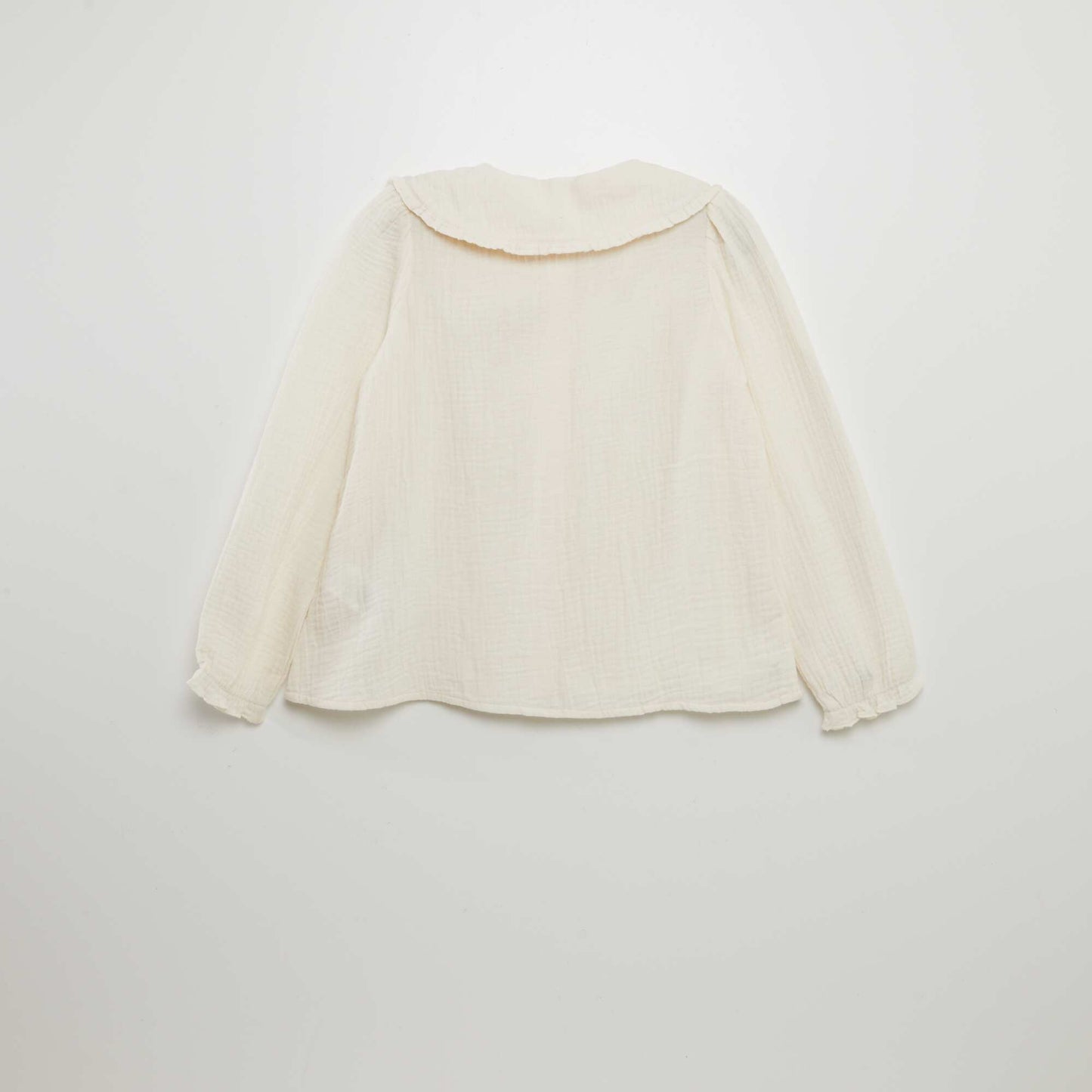 Double cotton gauze shirt with Peter Pan collar BEIGE