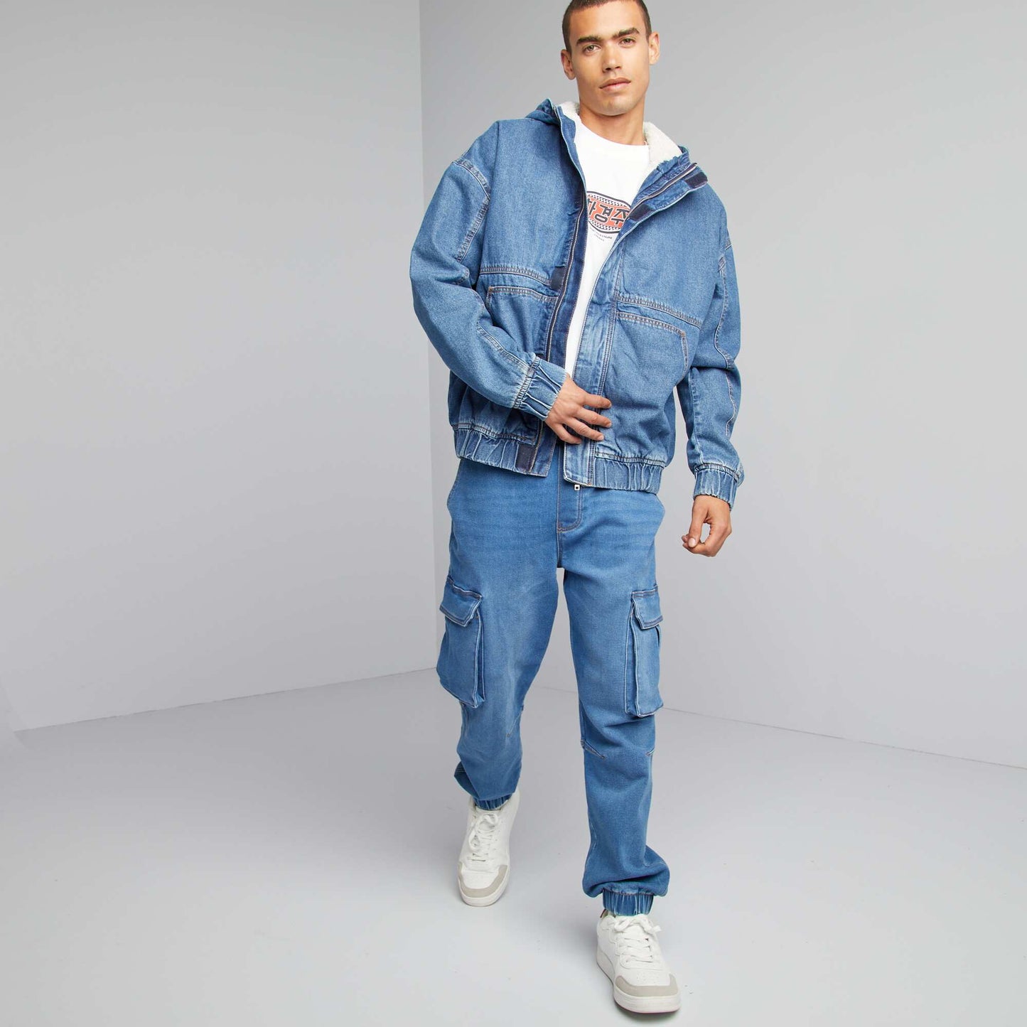 Denim jacket with Sherpa lining BLUE