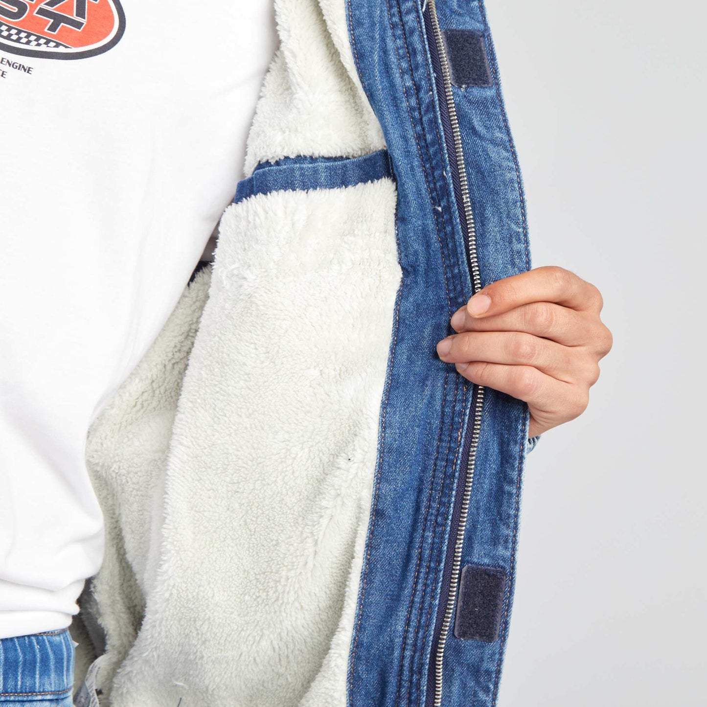 Denim jacket with Sherpa lining BLUE