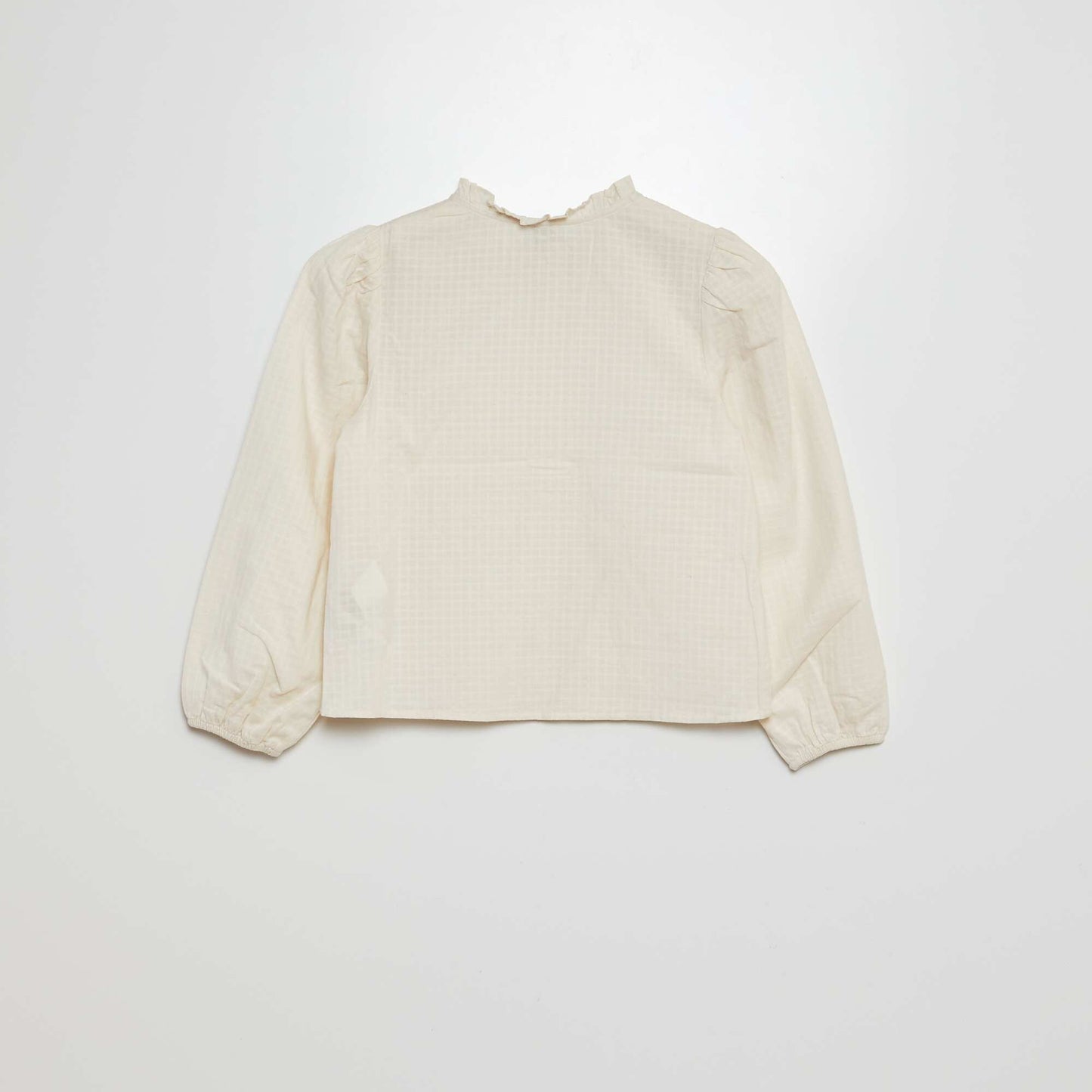 Frilled blouse with embroidery WHITE