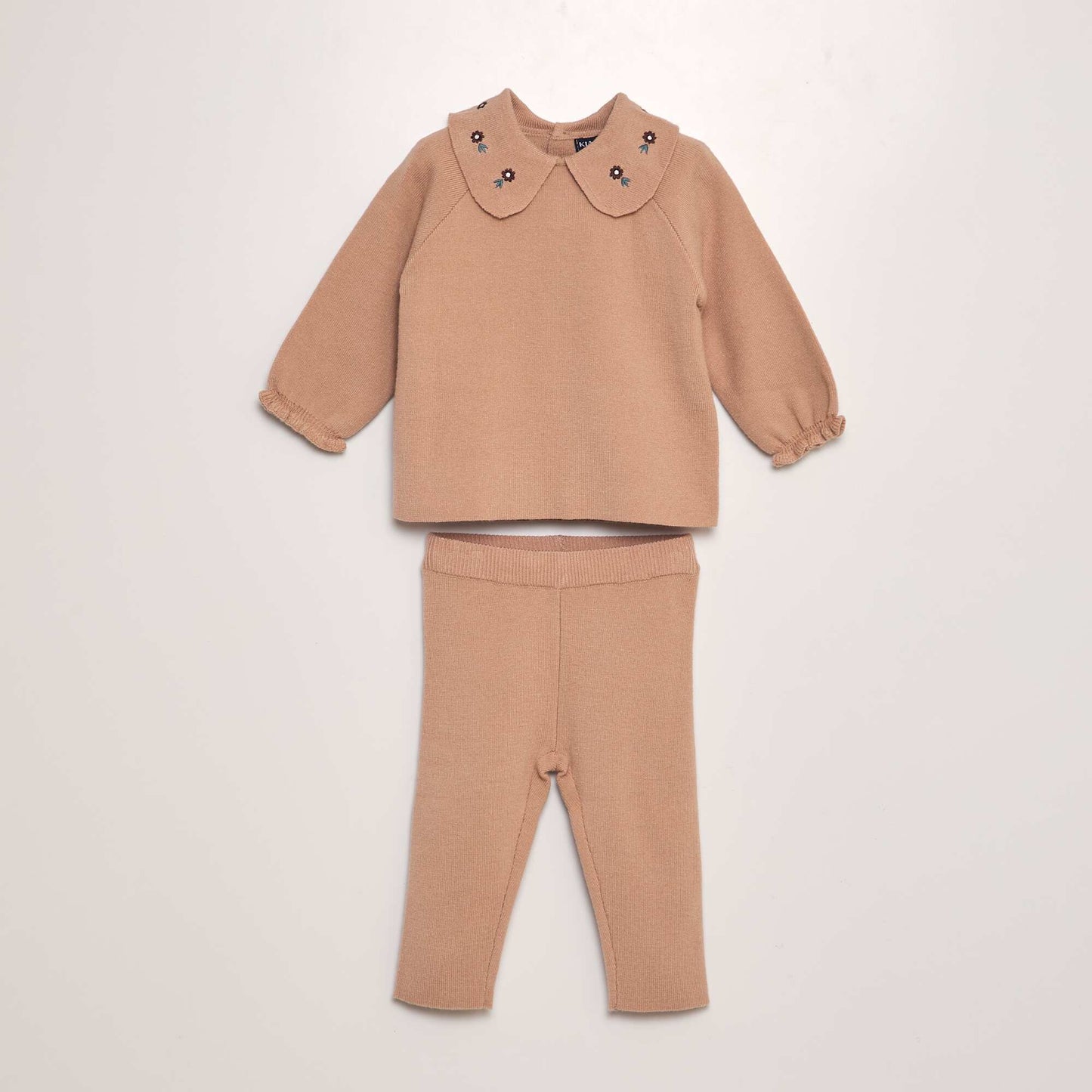 Compact knit sweater and trousers set - 2-piece set PINK