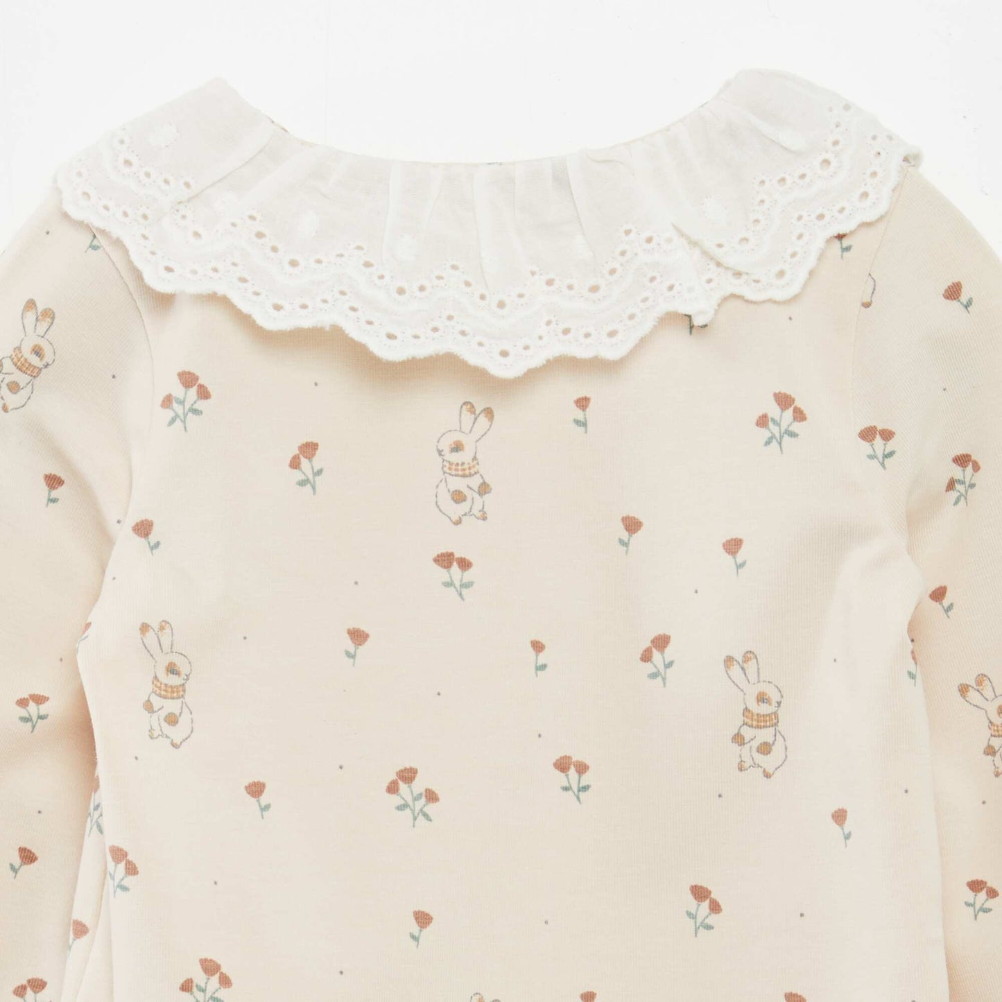 Printed bodysuit with embroidered neckline BEIGE