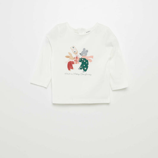 Christmas print T-shirt WHITE