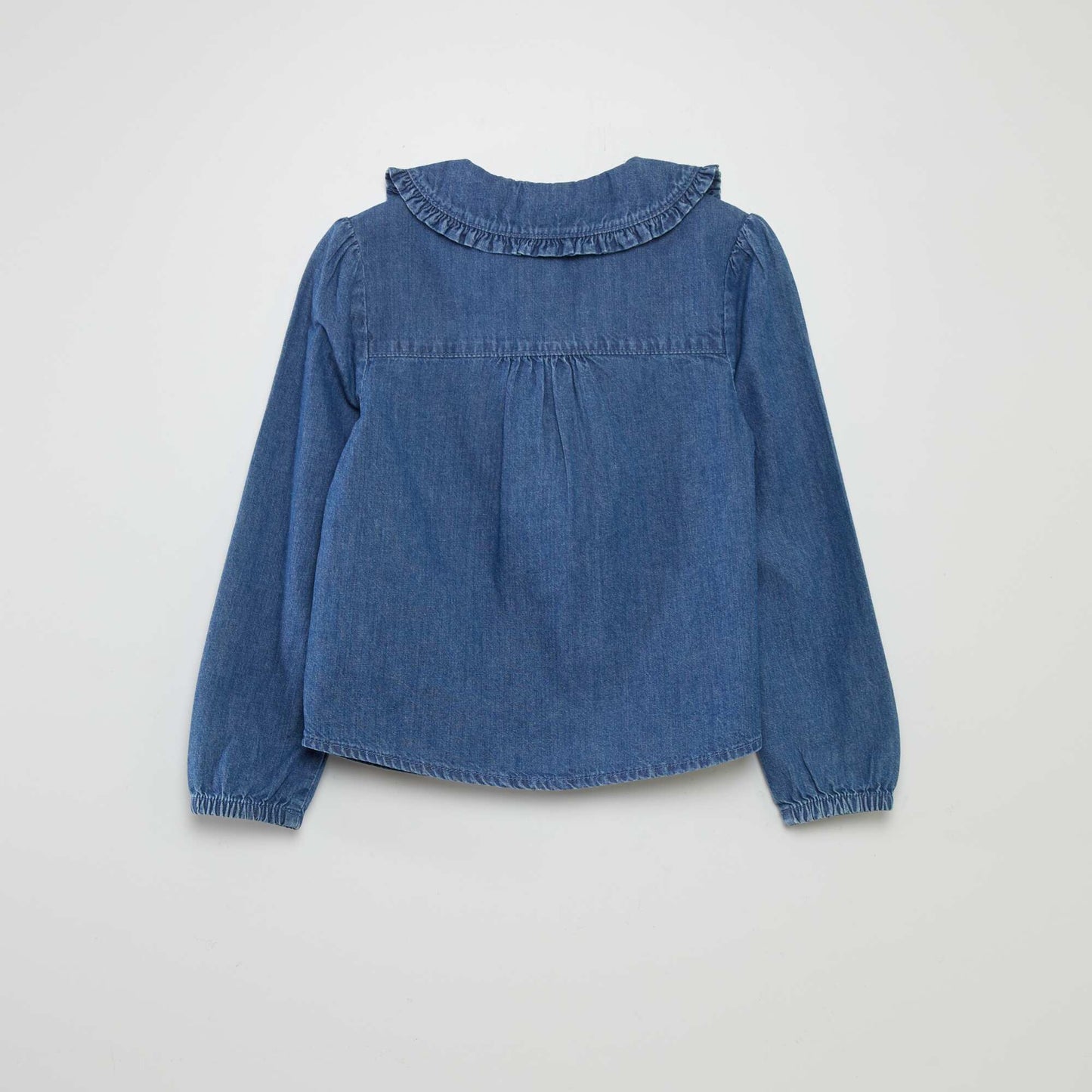 Denim blouse with Peter Pan collar BLUE