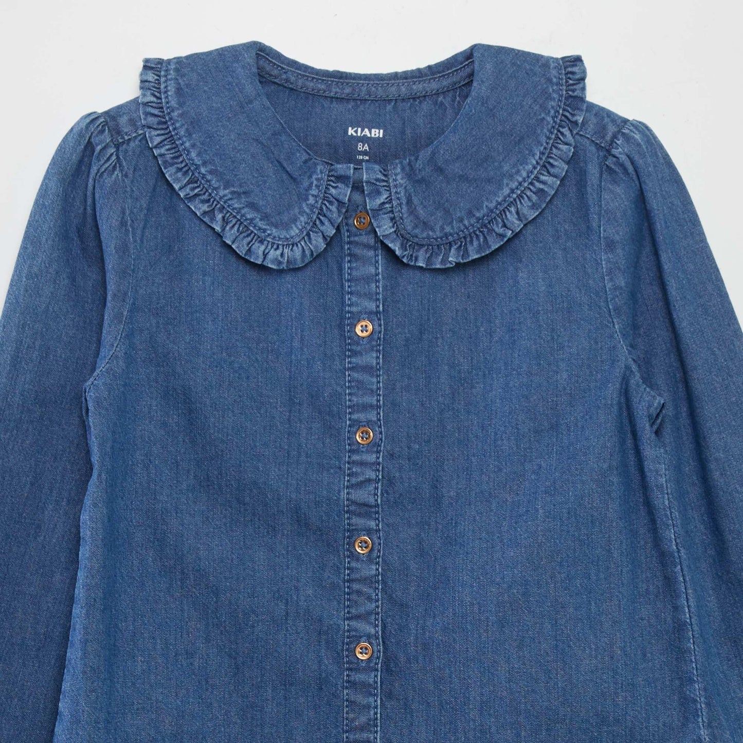 Denim blouse with Peter Pan collar BLUE