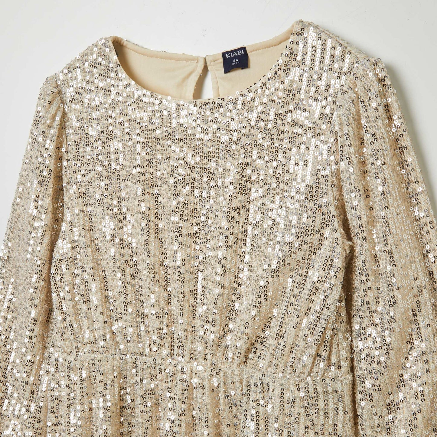 Sequined dress with matching scrunchie BEIGE