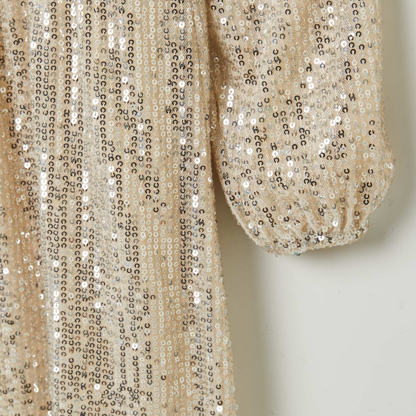 Sequined dress with matching scrunchie BEIGE